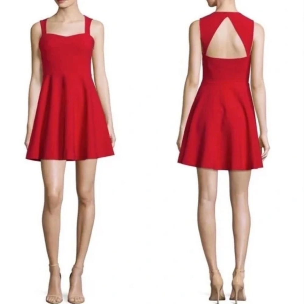 LIKELY Red Fit Flare Mini Cocktail Dress sz 2